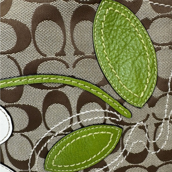 Y2K Coach F14724 Limited Ed. Green White Scarf Wallet Bleecker Daisy Tote Bag - Picture 5 of 16